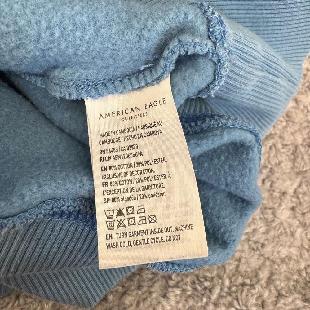 American Eagle Sweatshirt Womens XS Blue Eagle 1977 Crewneck Pullover Fleece - Picture 6 of 6